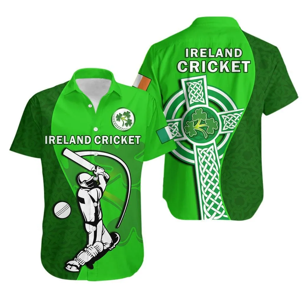 Ireland Cricket Hawaiian Shirt Irish Flag Celtic Cross Sporty Style Lt14_0