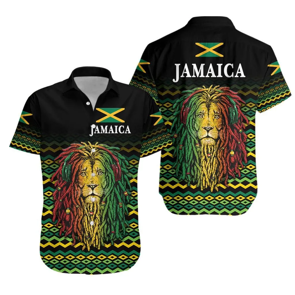 Jamaica Hawaiian Shirt Unique Rastafarian Lion   Flag Vibes Lt8_1