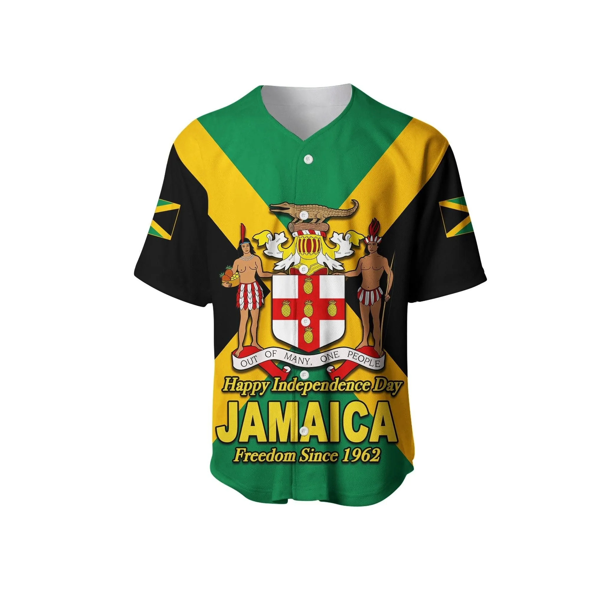 Jamaica Independence Day Baseball Shirt Coat Of Arms Lt6_0
