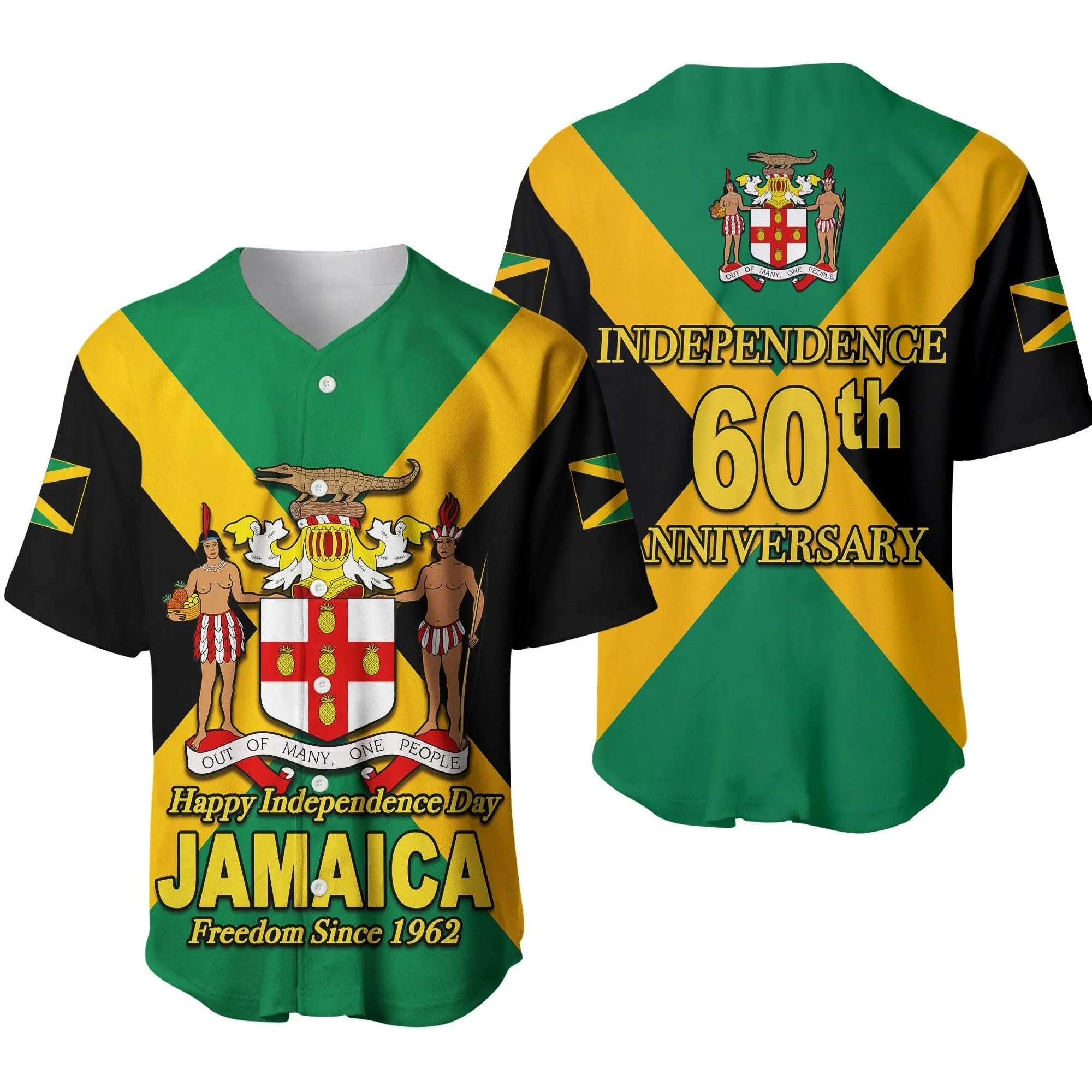 Jamaica Independence Day Baseball Shirt Coat Of Arms Lt6_2