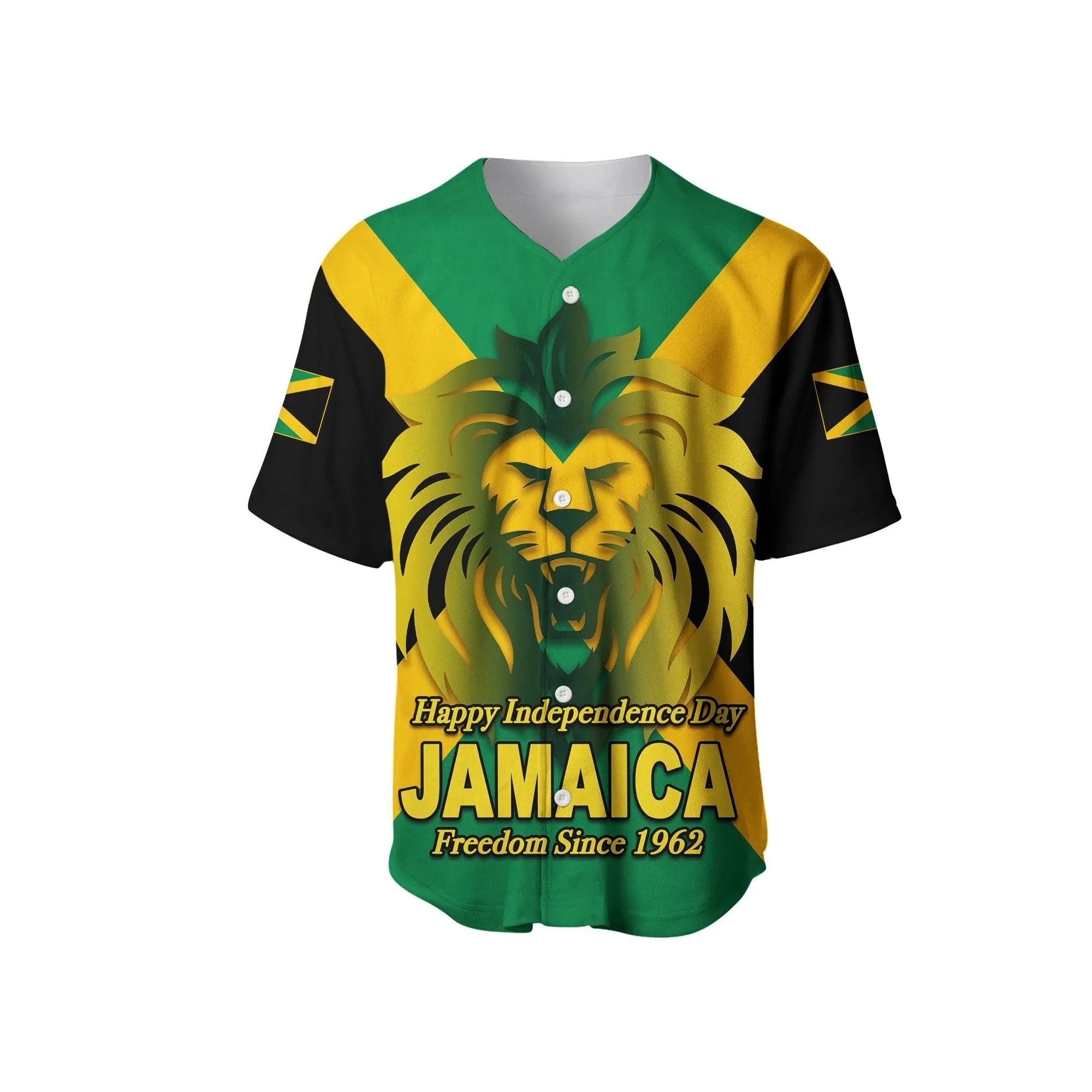 Jamaica Independence Day Baseball Shirt Lion Lt6_0