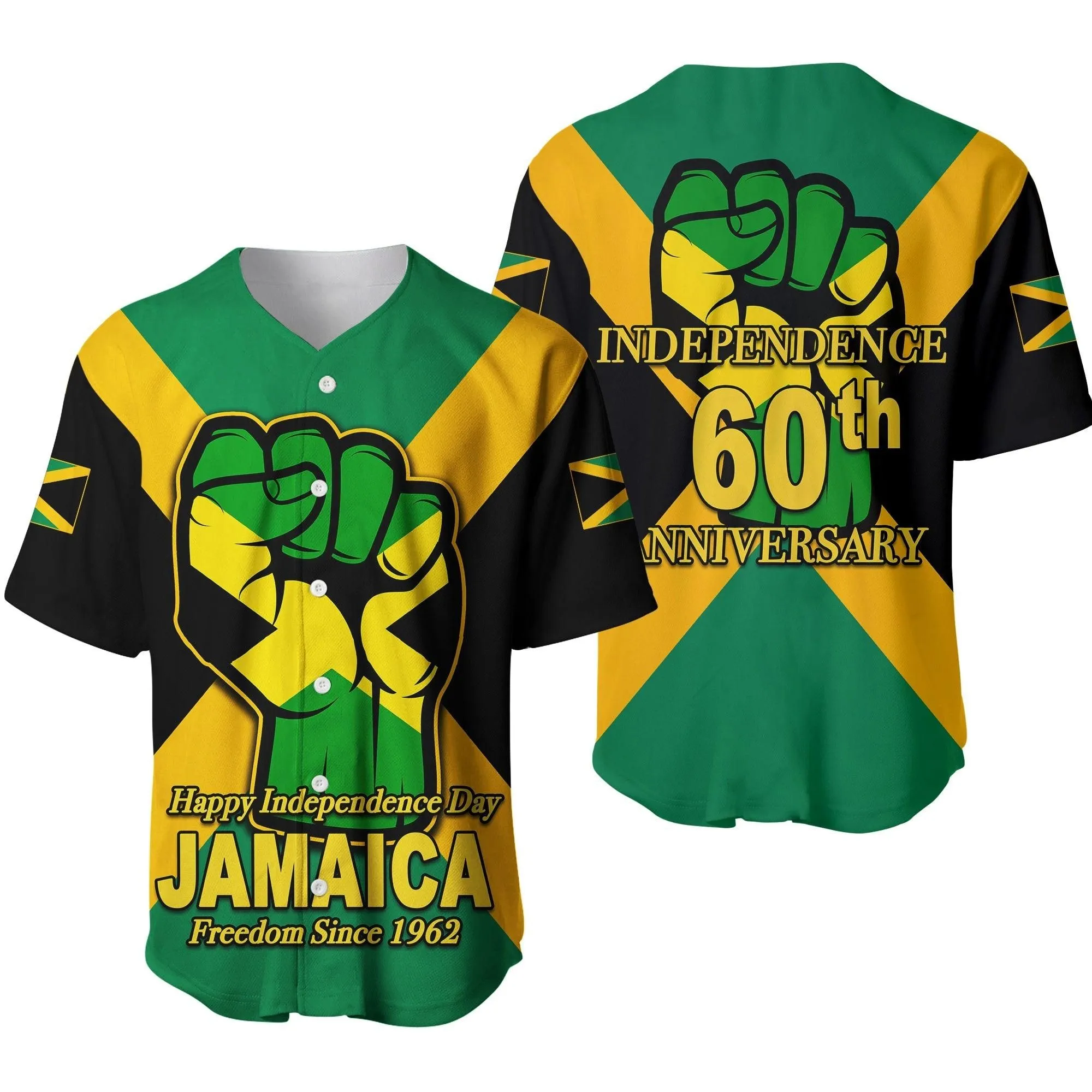 Jamaica Independence Day Baseball Shirt Lt6_2