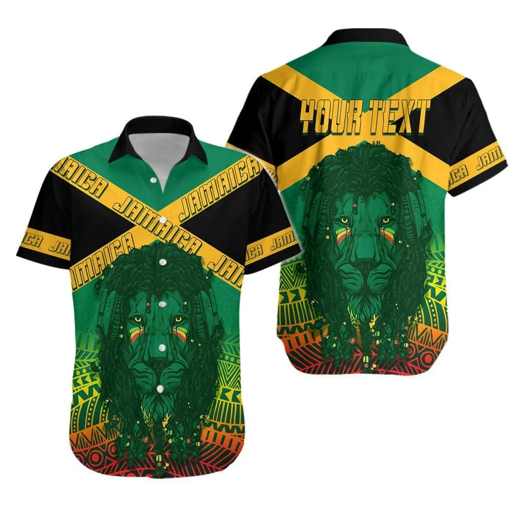 Jamaica Personalised Hawaiian Shirt Rastafari Lion Mix Kente Lt7_0