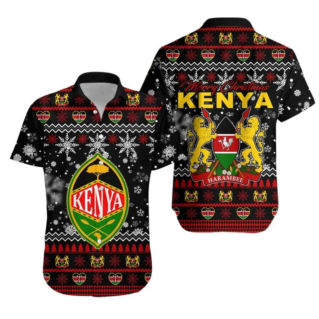 Kenya Christmas Hawaiian Shirt Shield Mix African Pattern Lt13_0