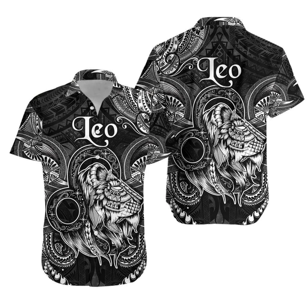 Leo Zodiac Polynesian Hawaiian Shirt Unique Style   Black Lt8_1