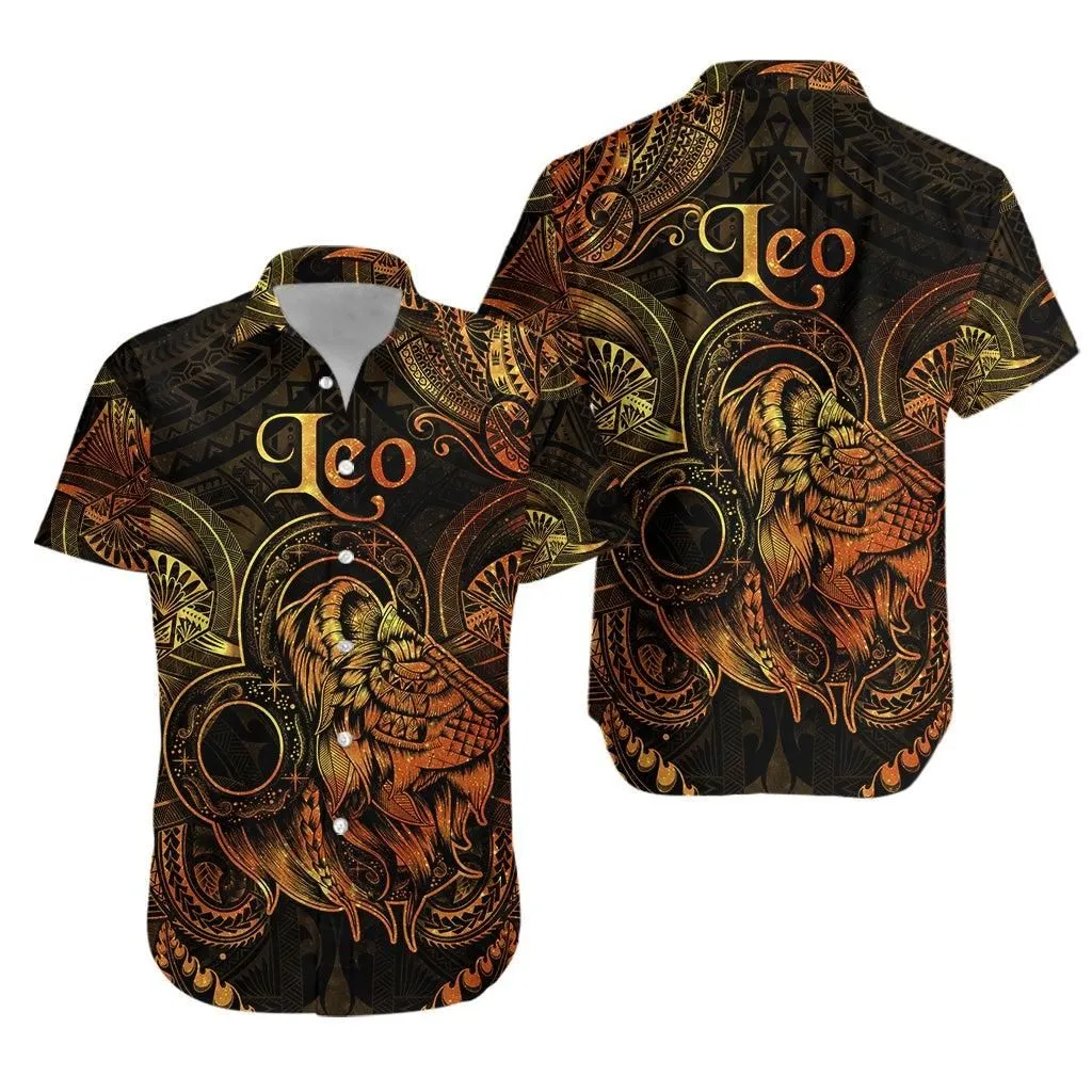 Leo Zodiac Polynesian Hawaiian Shirt Unique Style   Gold Lt8_1
