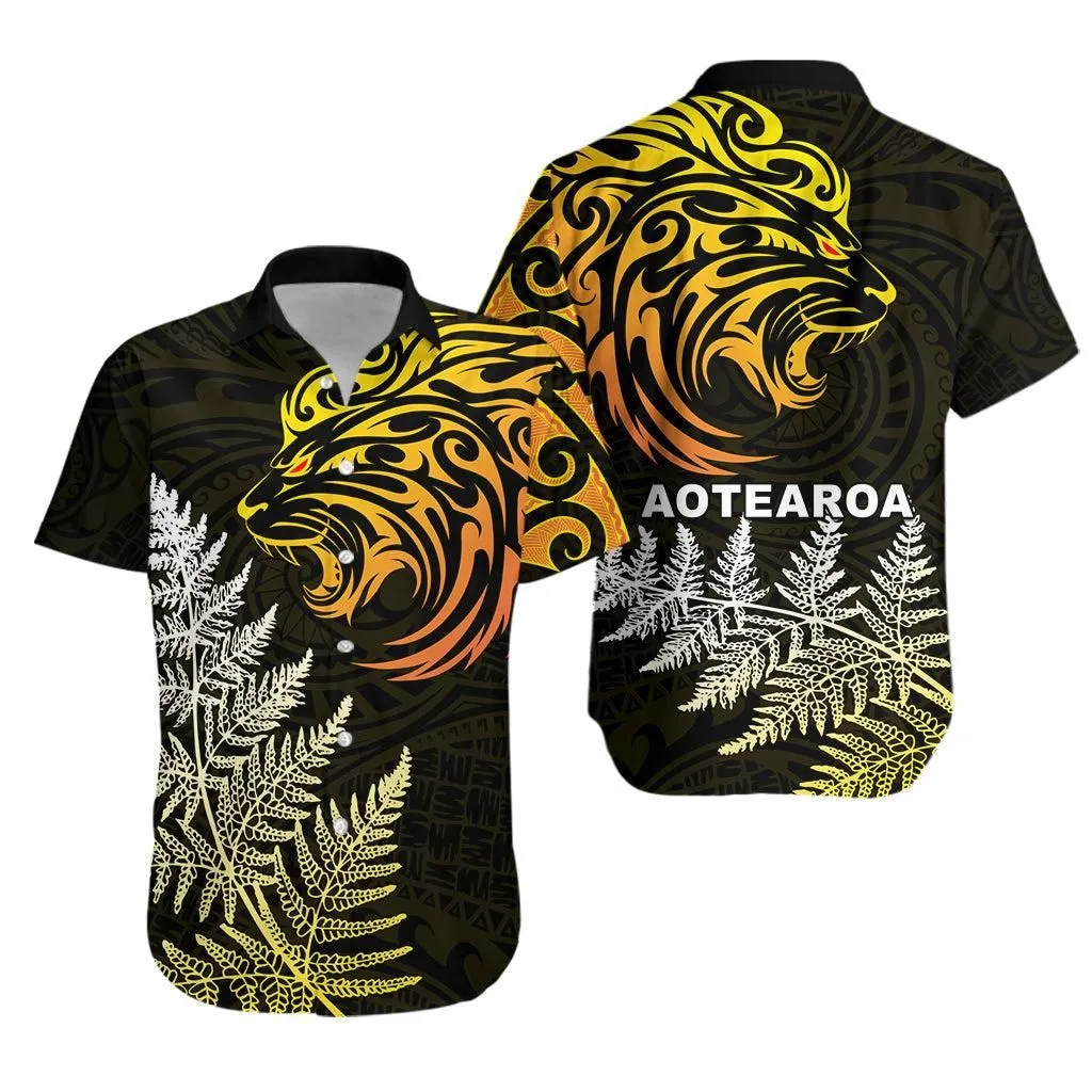 Lion Maori Hawaiian Shirt Aotearoa Mix Silver Fern Lt13_1