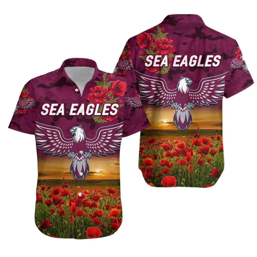 Manly Warringah Sea Eagles Anzac 2022 Hawaiian Shirt Poppy Flowers Vibes Lt8_1