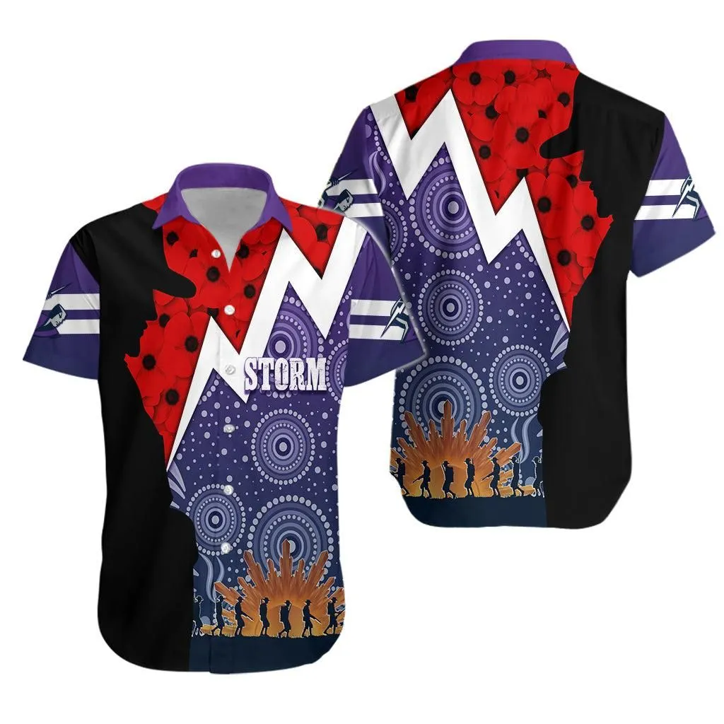 Melbourn Storm Rugby Hawaiian Shirt Anzac Day Thunder Style Lt7_0