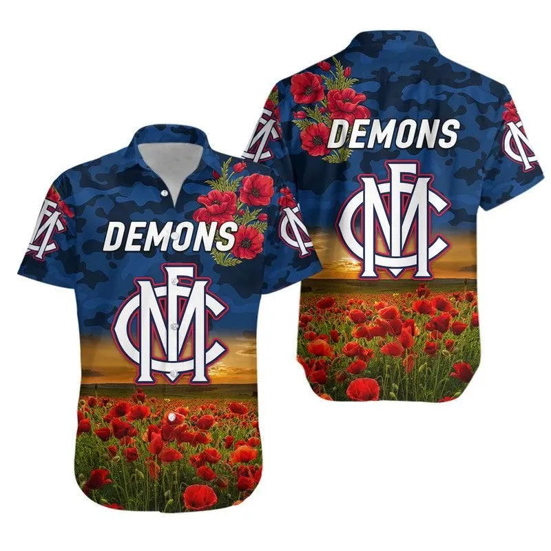 Melbourne Demons Anzac Hawaiian Shirt Poppy Vibes Lt8_1