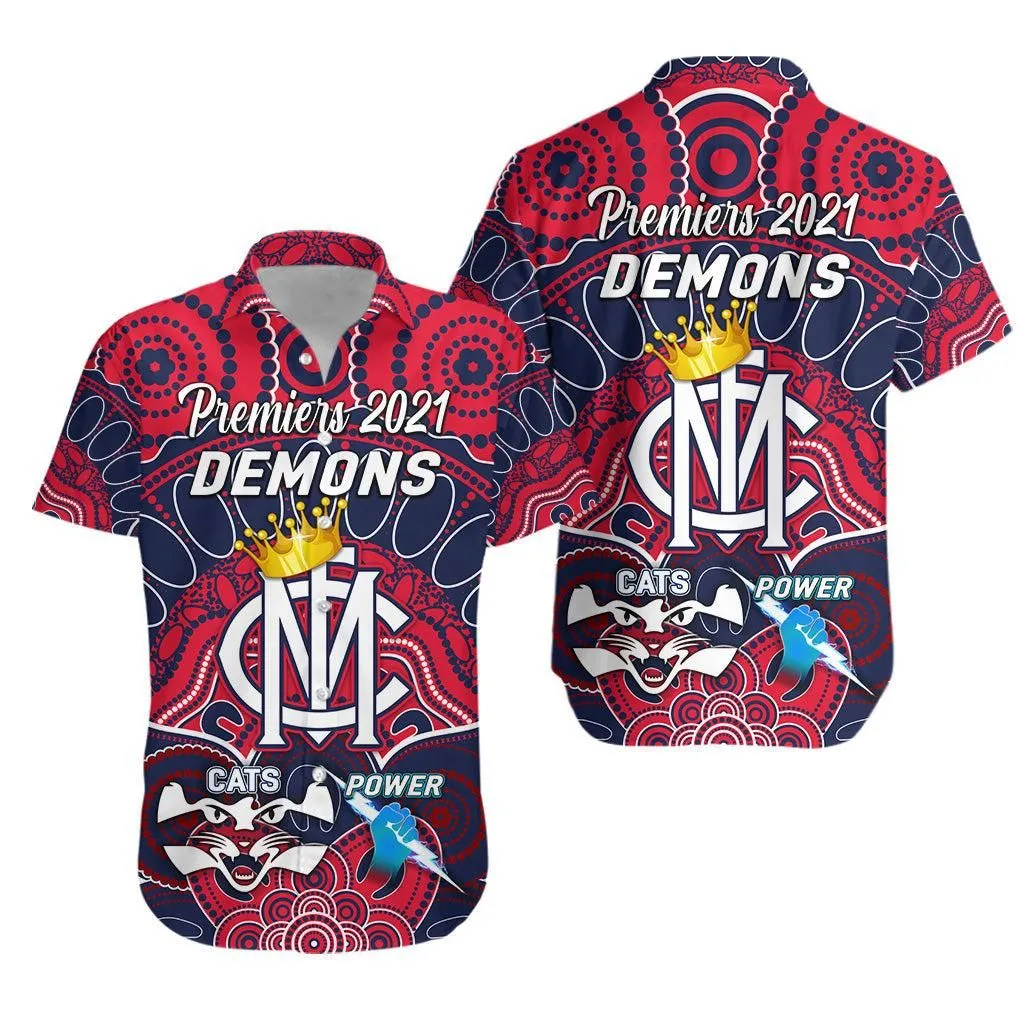 Melbourne Demons Indigenous Hawaiian Shirt Football 2021 Premiers   The King Lt8_1
