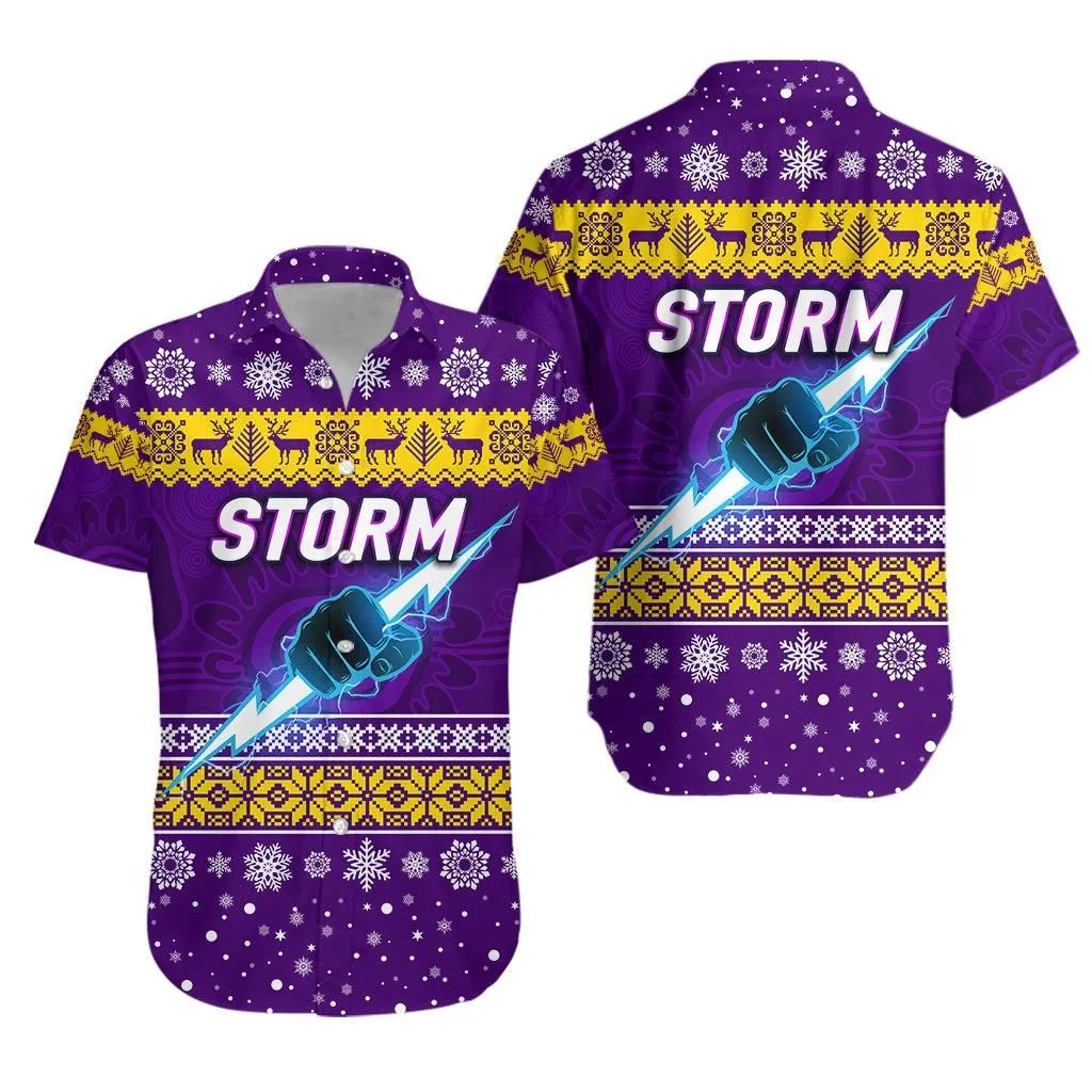 Melbourne Storm Hawaiian Shirt Christmas Simple Style   Purple Lt8_1
