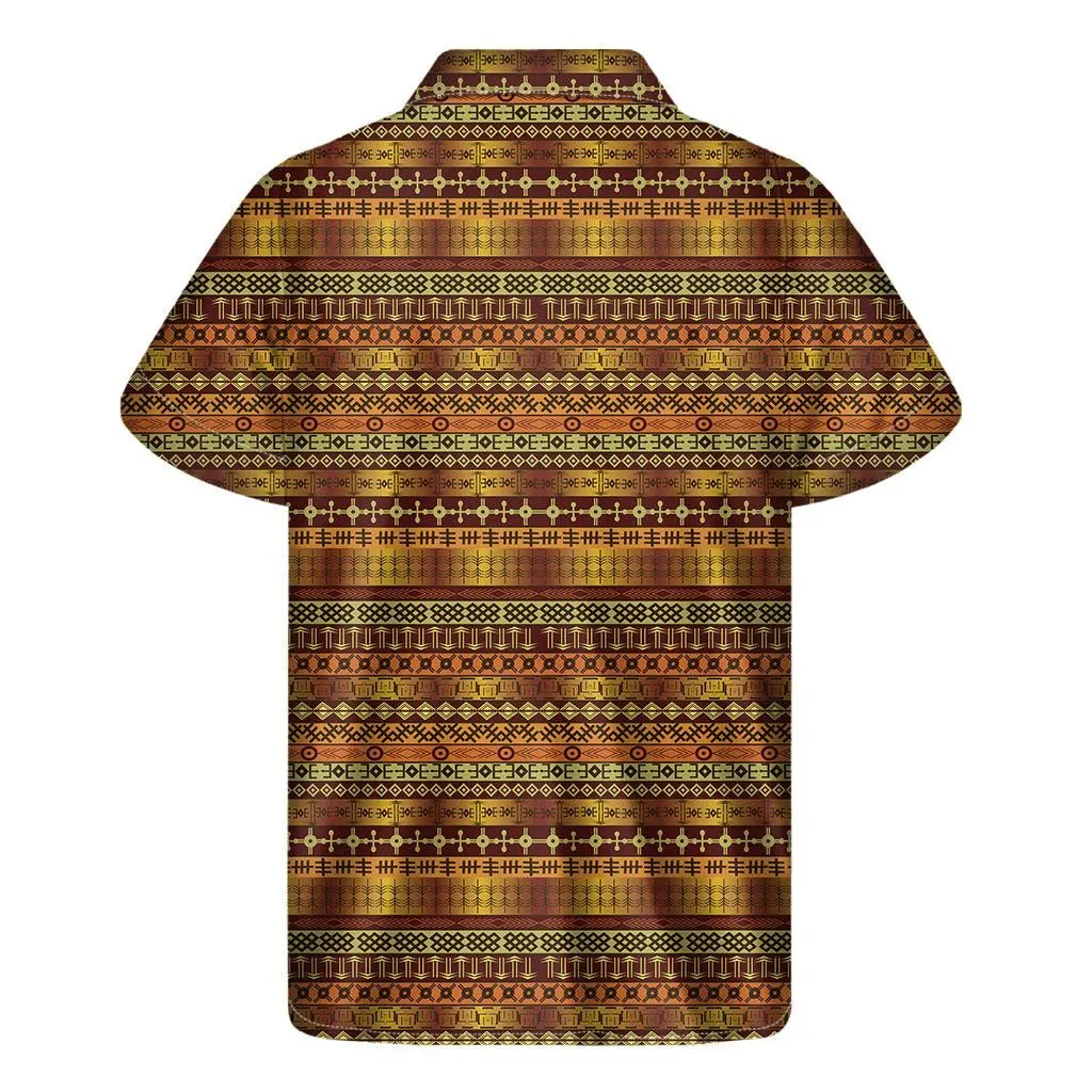 Native African Tribal Pattern Print Mens Short Sleeve Shirt_0