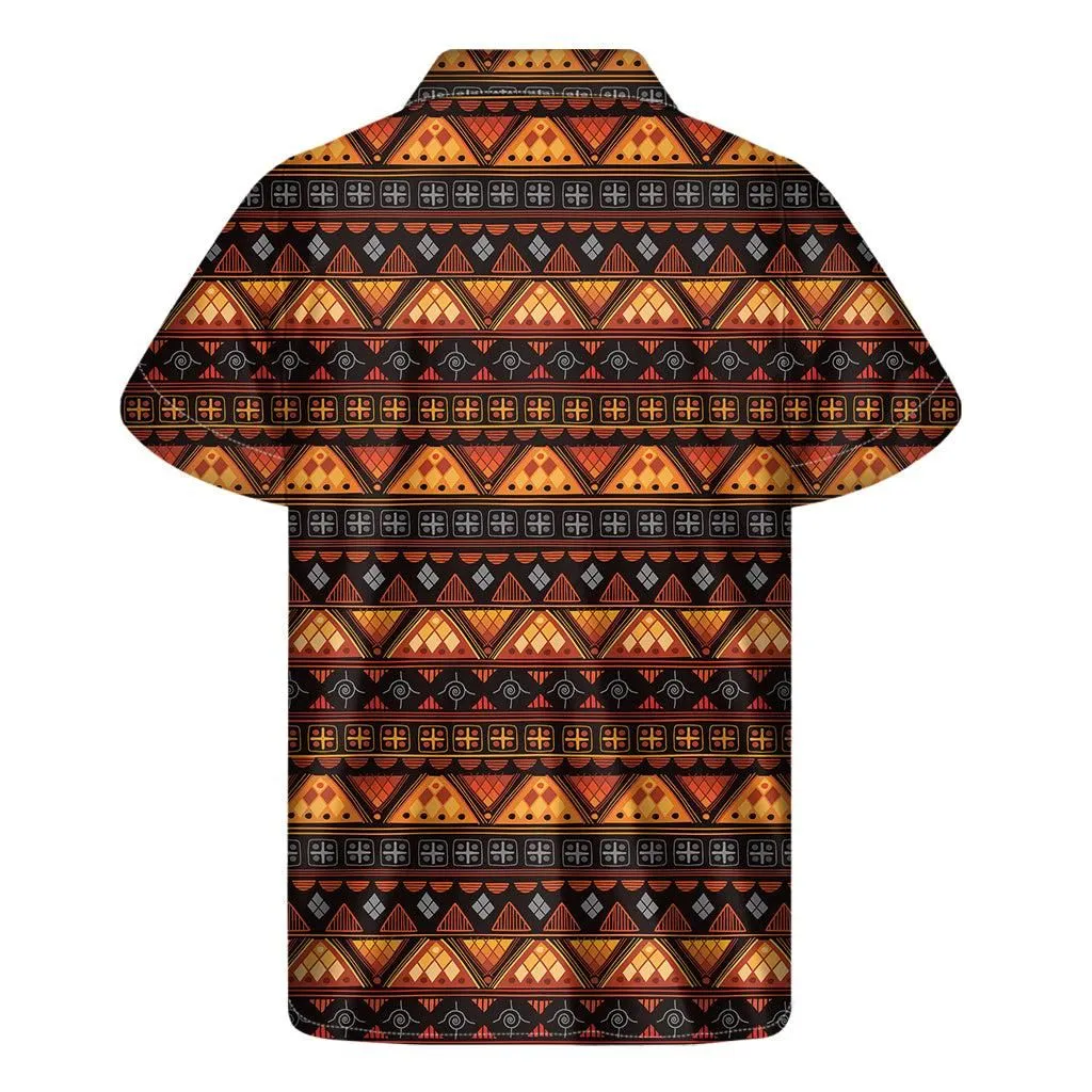 Native Tribal African Pattern Print Mens Short Sleeve Shirt_0