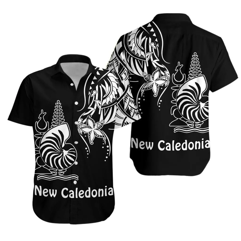 New Caledonia Hawaiian Shirt Emblem Nautilus Shell Version Black Lt13_0