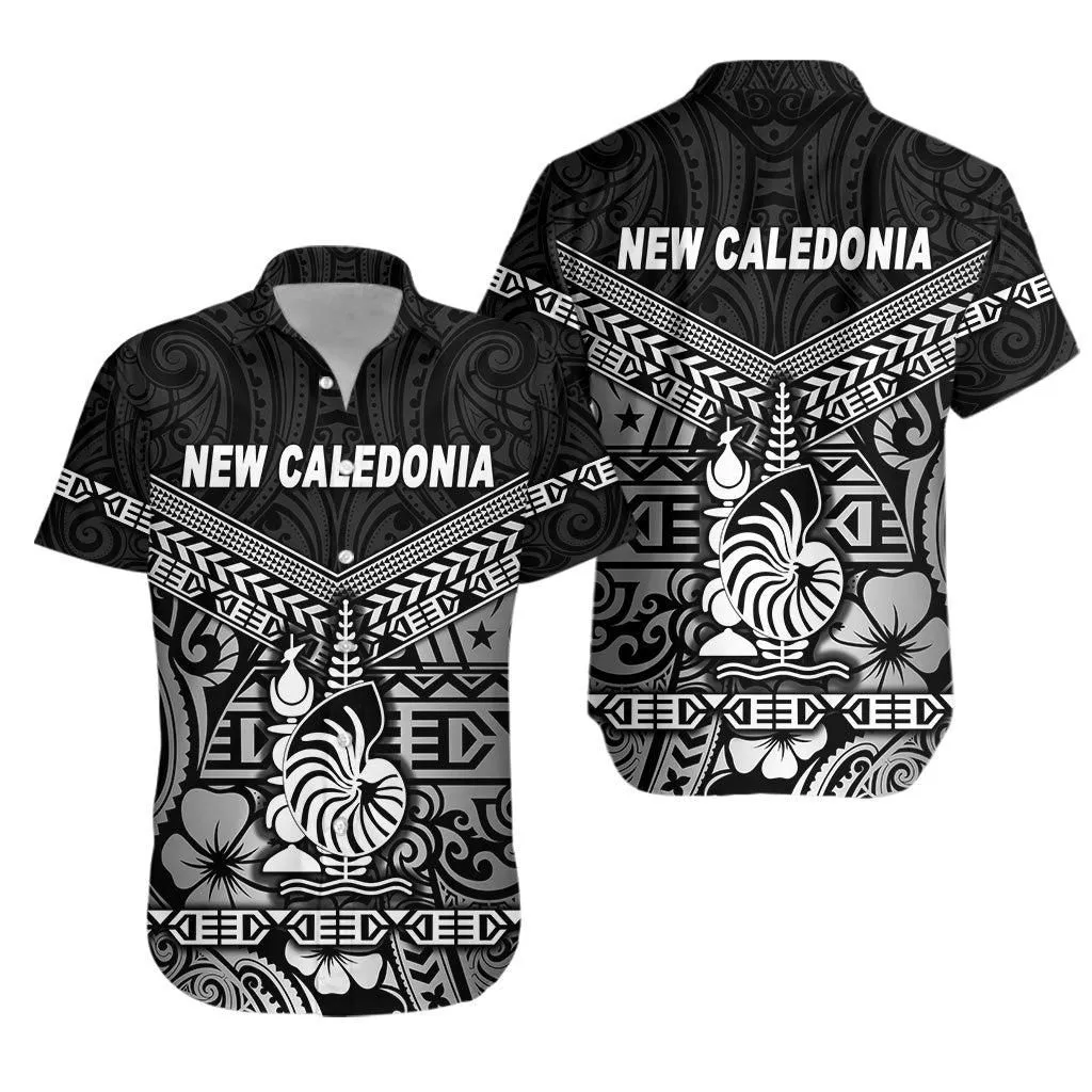 New Caledonia Hawaiian Shirt Simple Style Black Lt8_1