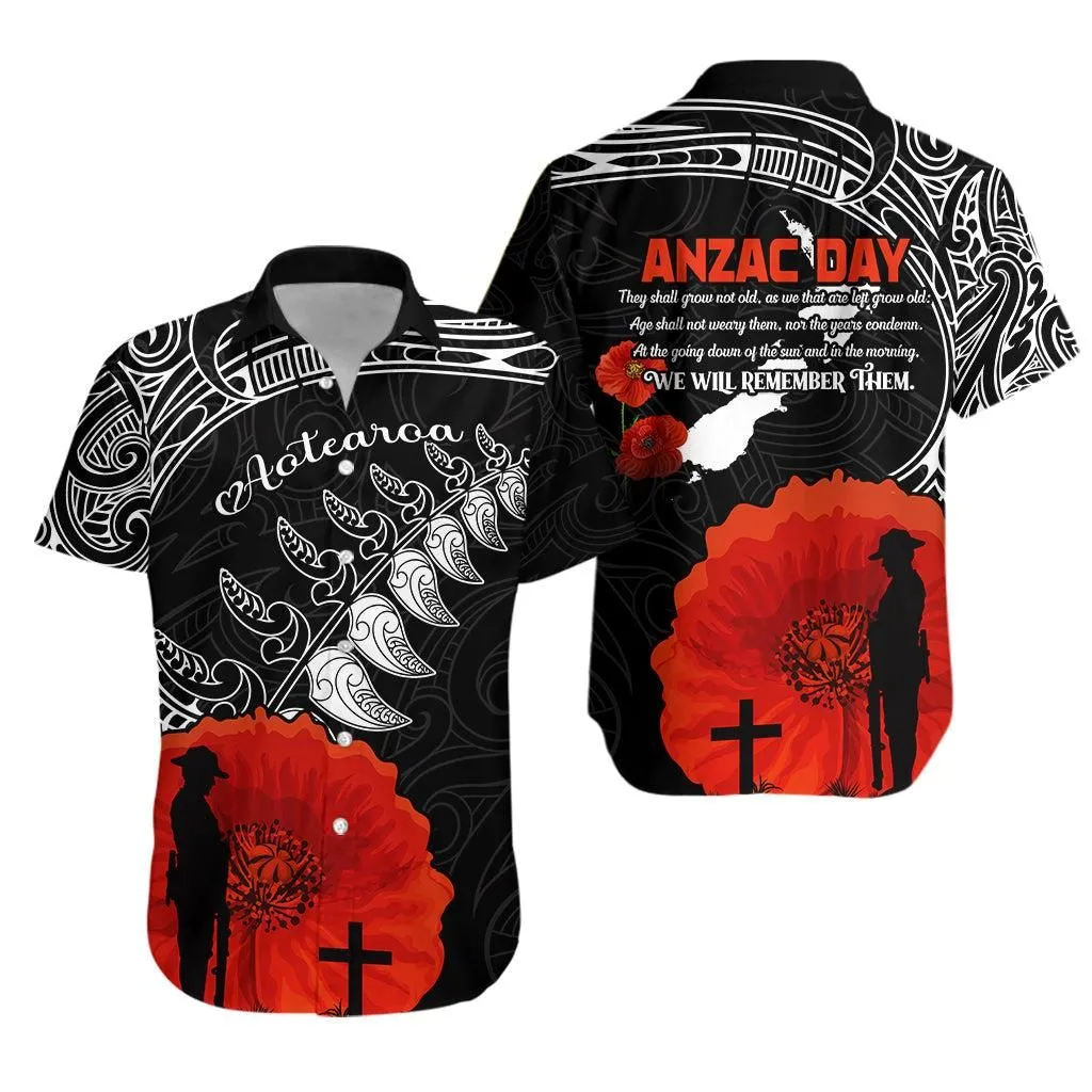 New Zealand Anzac 2022 Hawaiian Shirt Maori Mix Fern Poppy Lt13_0