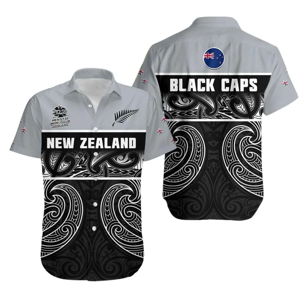 New Zealand Cricket Hawaiian Shirt Black Cap 2022 Mens T20 World Cup Lt14_0