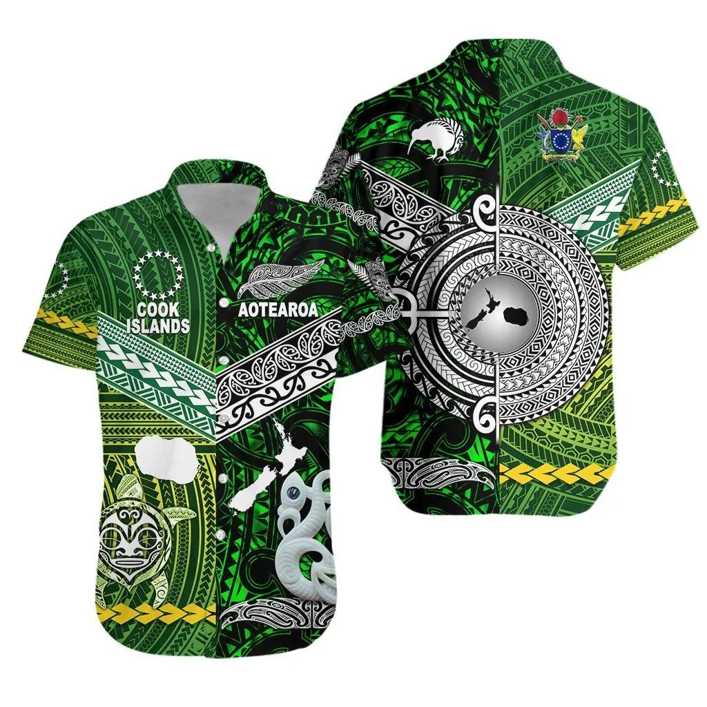 New Zealand Maori Aotearoa Hawaiian Shirt Cook Islands Together Green Lt8_1 thekingshirt