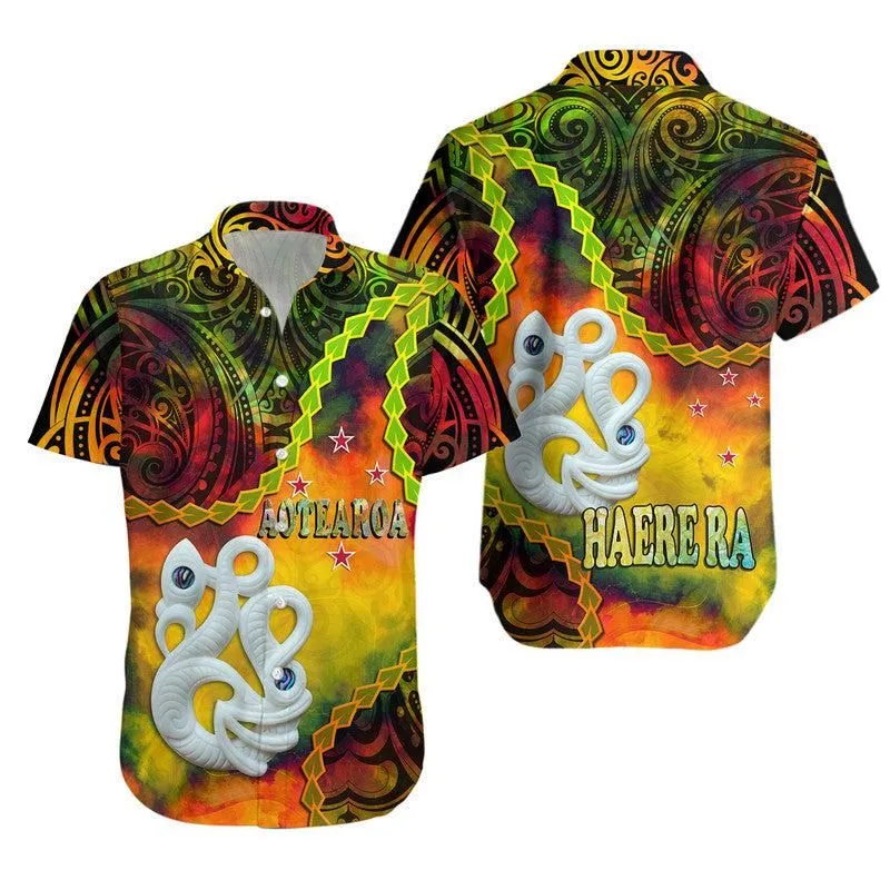 New Zealand Maori Hawaiian Shirt Aotearoa Manaia Reggae Paua Shell   Heare Ra Lt9_0 thekingshirt