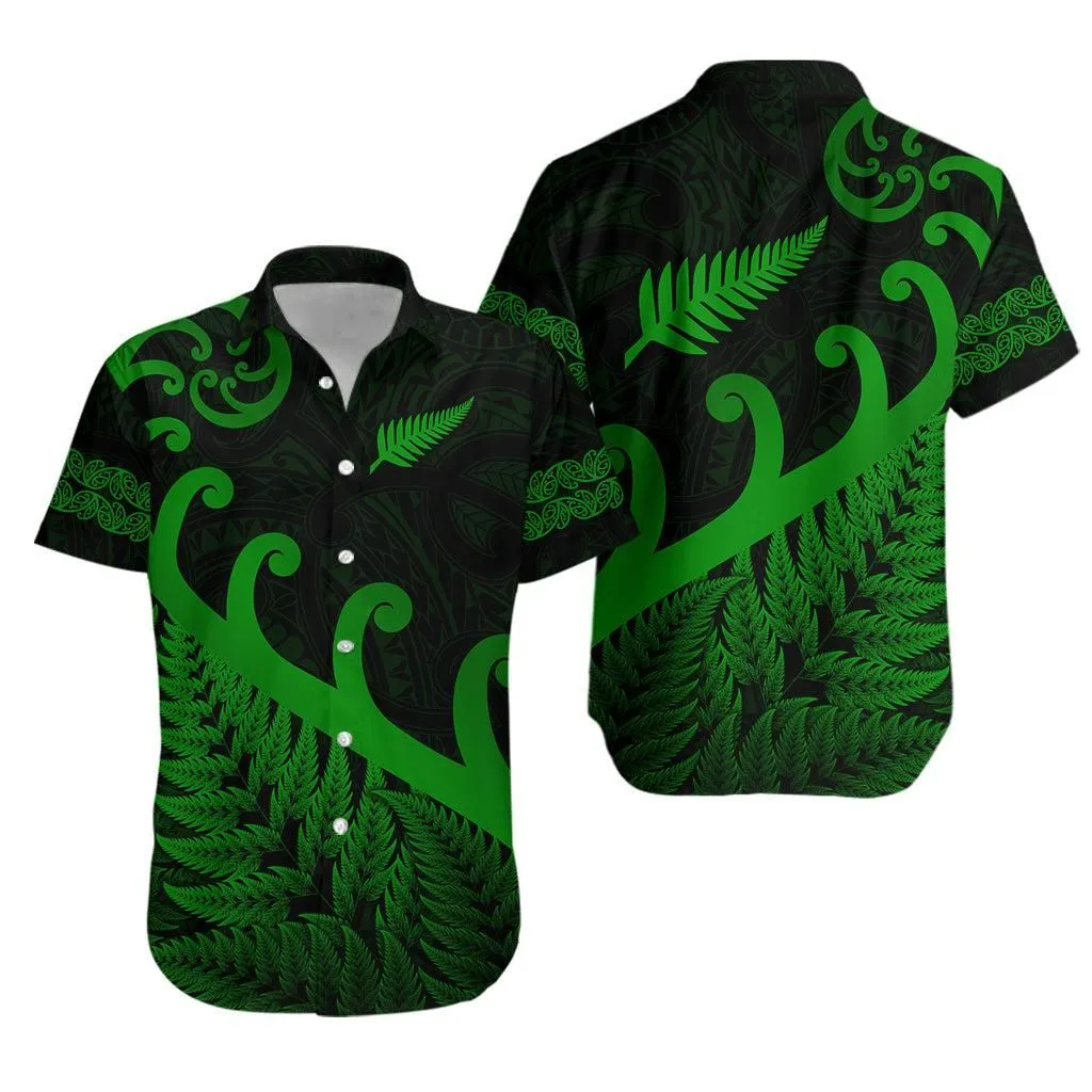 New Zealand Rugby Maori Hawaiian Shirt Silver Fern Koru Vibes   Green Lt8_1 thekingshirt