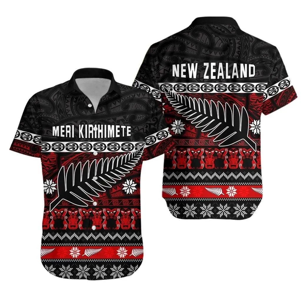 New Zealand Silver Fern Christmas Hawaiian Shirt Maori Meri Kirihimete Lt13_0 thekingshirt
