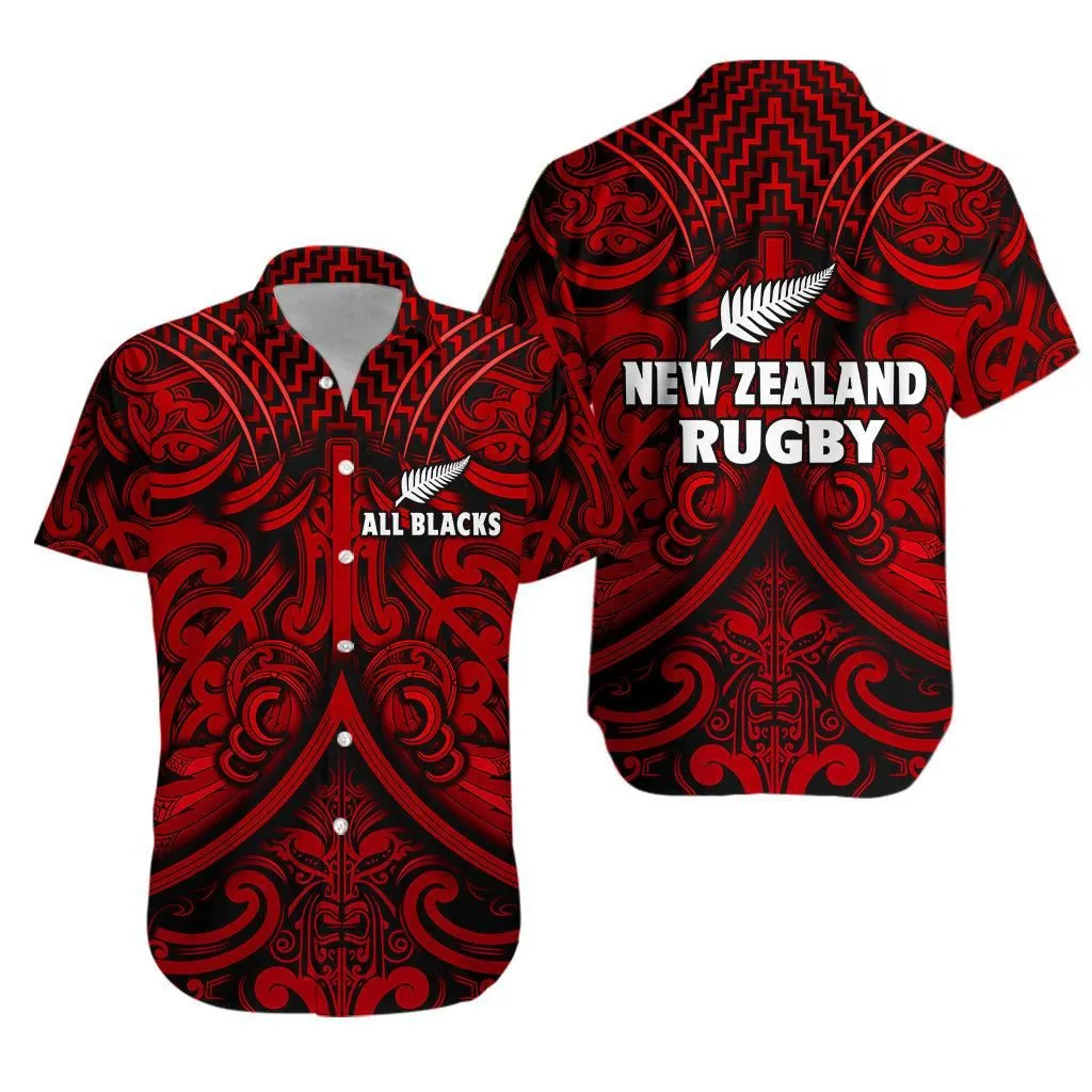 New Zealand Silver Fern Rugby Hawaiian Shirt All Black Red Nz Maori Pattern Lt13_0 thekingshirt