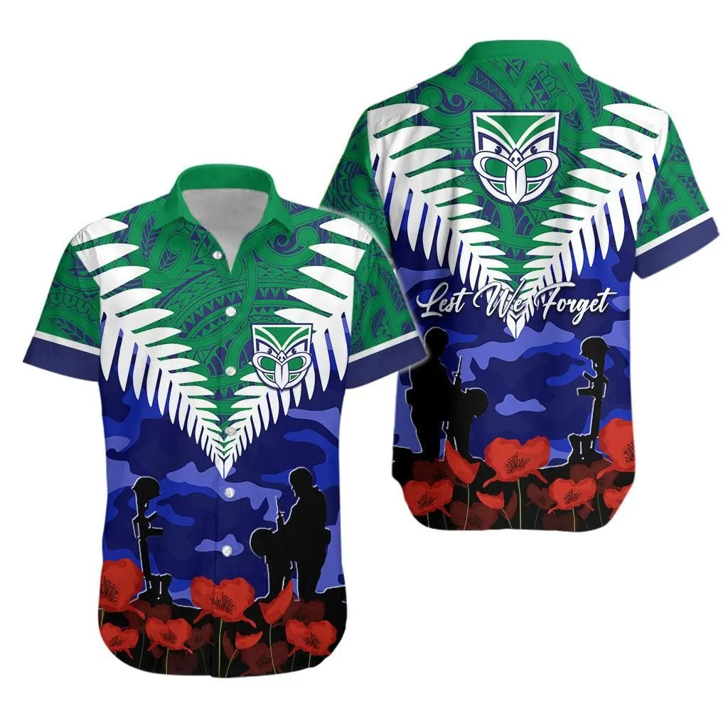 New Zealand Warriors Rugby Hawaiian Shirt Anzac Day Maori Mix Camouflage Lt7_0 thekingshirt