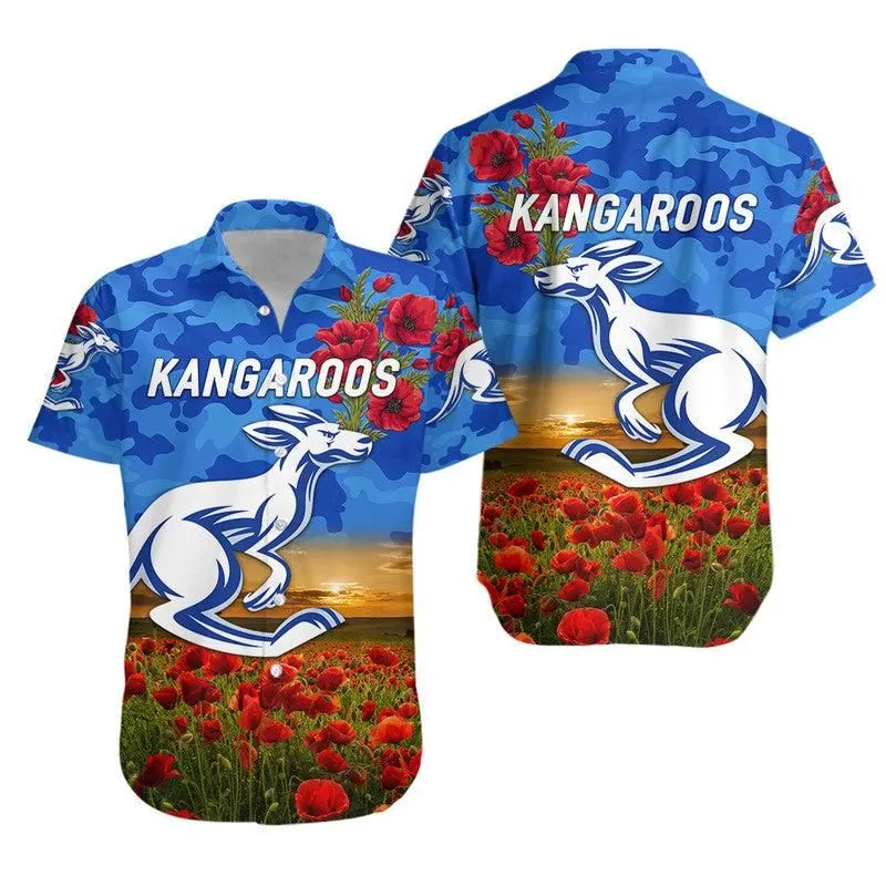 North Melbourne Kangaroos Anzac Hawaiian Shirt Poppy Vibes Lt8_1 thekingshirt