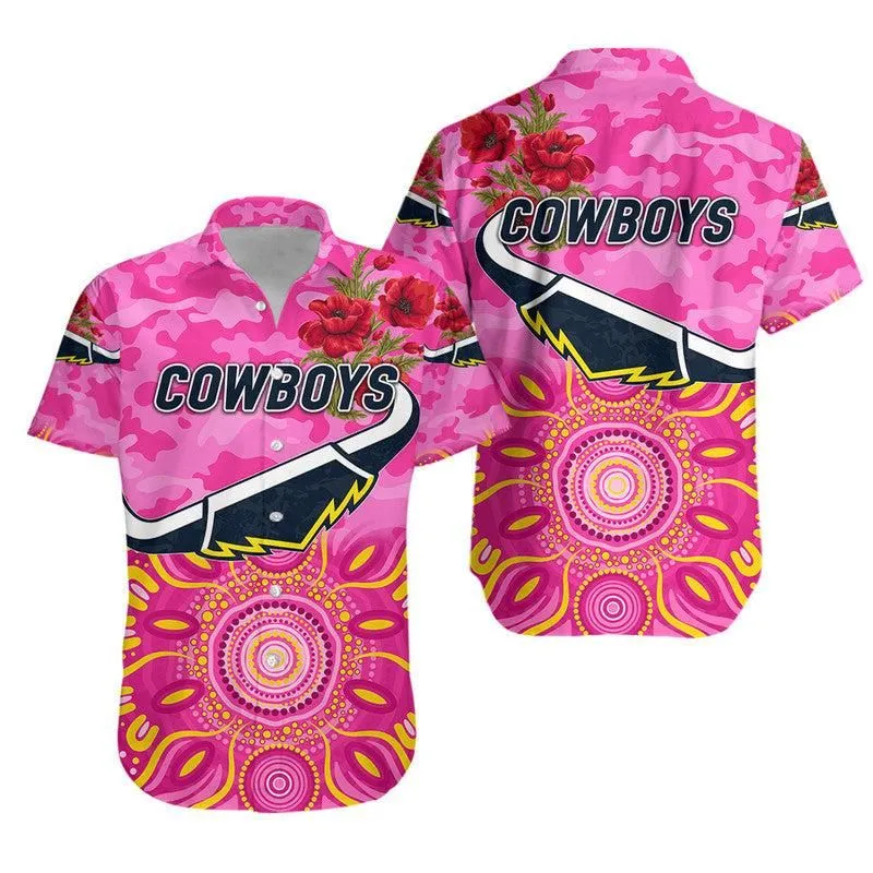 North Queensland Cowboys Anzac 2022 Hawaiian Shirt Indigenous Vibes   Pink Lt8_1 thekingshirt