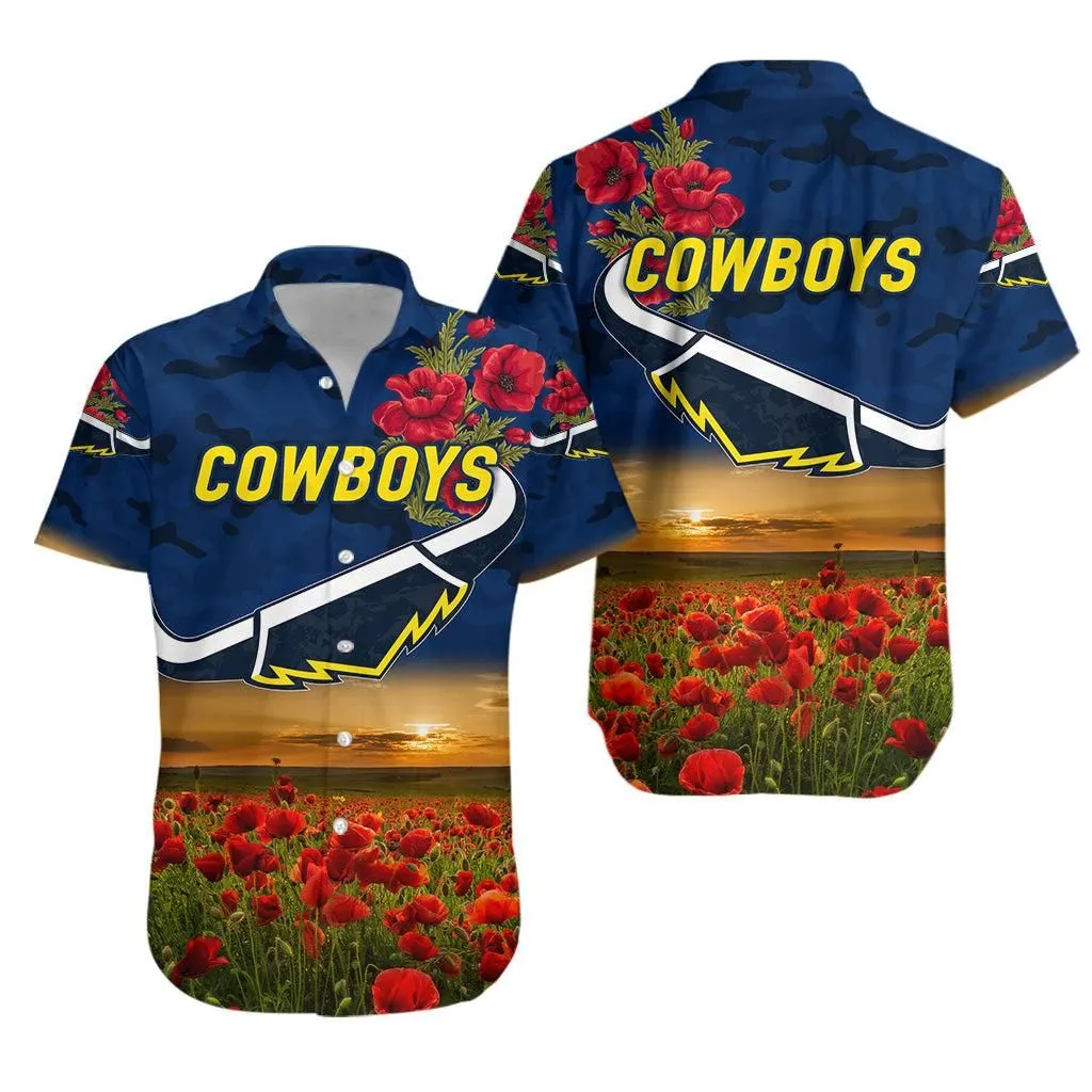 North Queensland Cowboys Anzac 2022 Hawaiian Shirt Poppy Flowers Vibes   Blue Lt8_1 thekingshirt