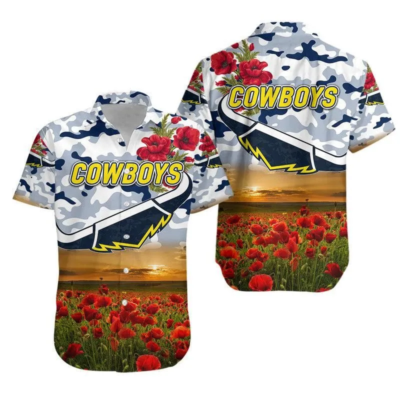 North Queensland Cowboys Anzac 2022 Hawaiian Shirt Poppy Flowers Vibes   White Lt8_1 thekingshirt