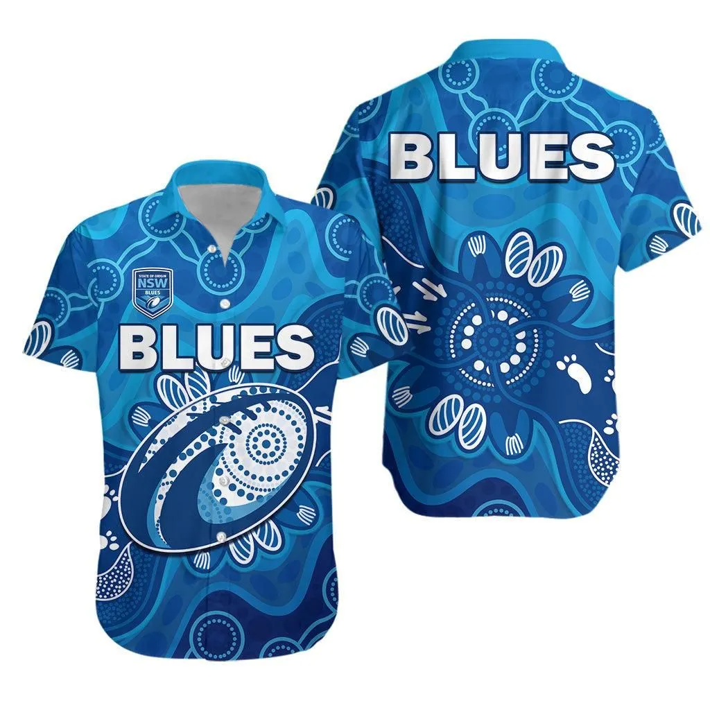 Nsw Blues Hawaiian Shirt New South Wales Aboriginal Art Lt14_0 thekingshirt