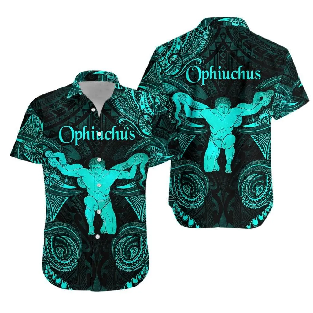 Ophiuchus Zodiac Polynesian Hawaiian Shirt Unique Style Turquoise Lt8_1 thekingshirt