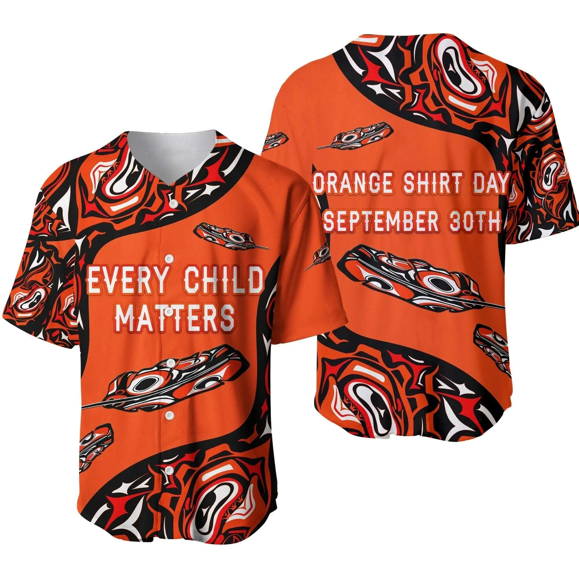 Orange Shirt Day Baseball Jersey Every Child Matters Aboriginal Feather Lt8_0 thekingshirt