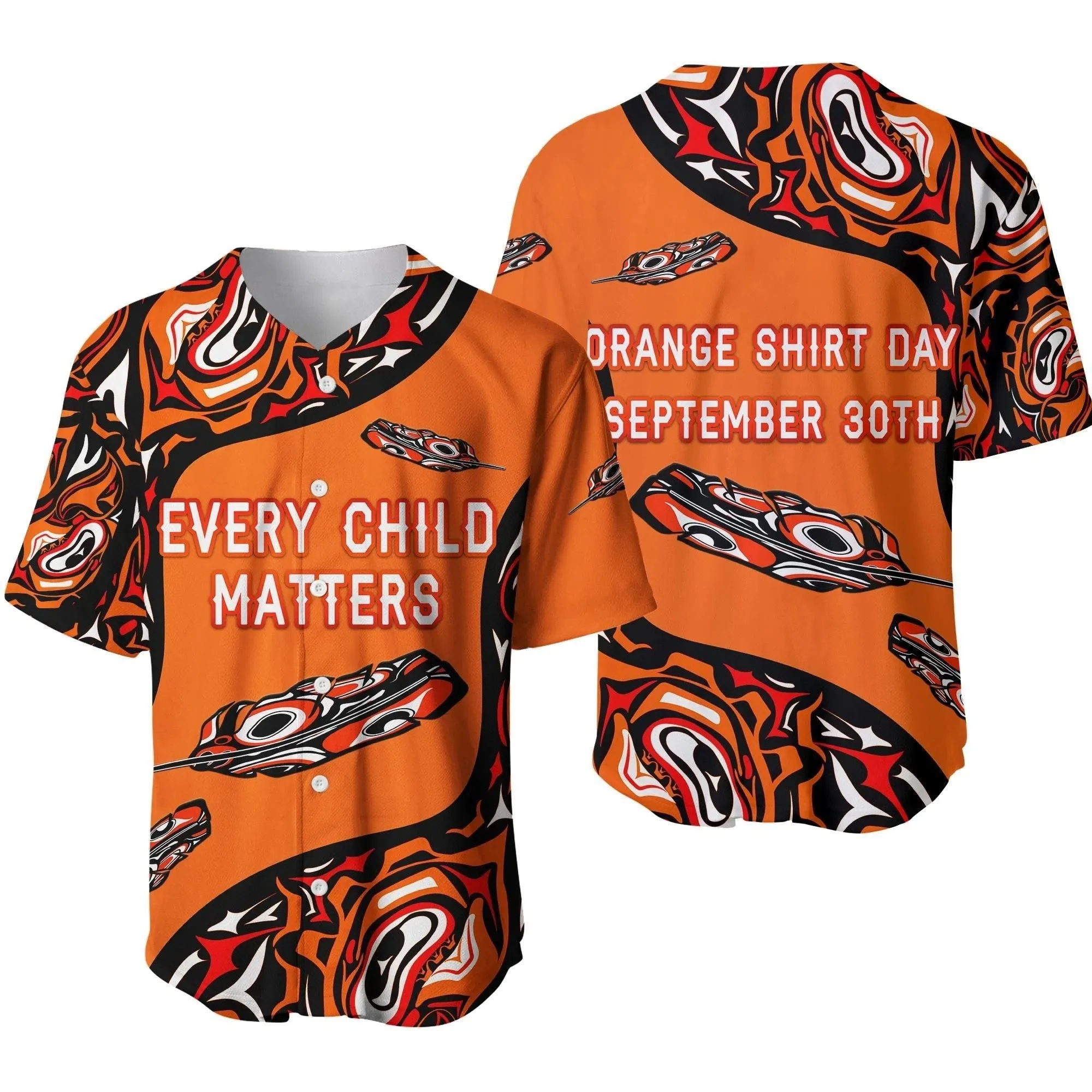 Orange Shirt Day Baseball Jersey Every Child Matters Aboriginal Feather No1 Lt8_0 thekingshirt