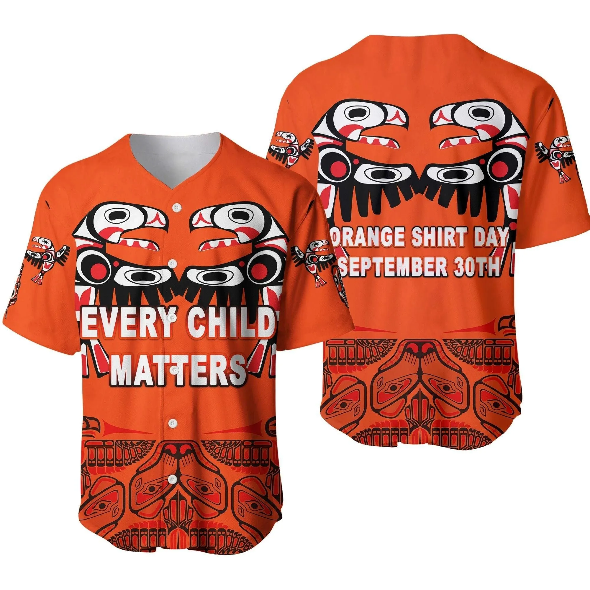 Orange Shirt Day Baseball Jersey Every Child Matters Totem Bird Indigenous Lt8_0 thekingshirt