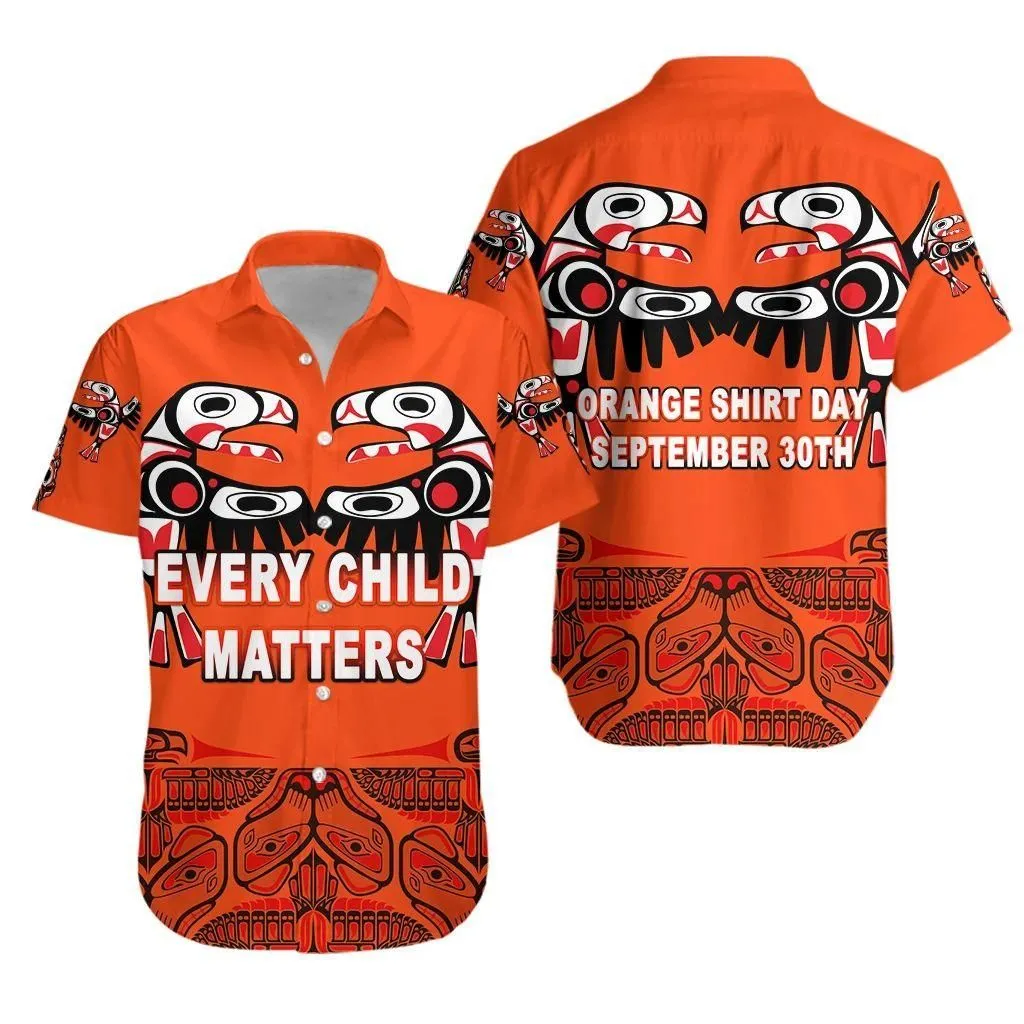 Orange Shirt Day Hawaiian Shirt Every Child Matters Totem Bird Indigenous Lt8_1 thekingshirt