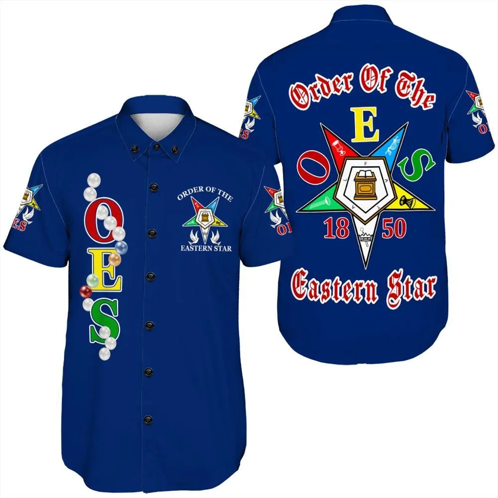 Order Of The Eastern Star Pearls Blue Short Sleeve Shirt T09_2