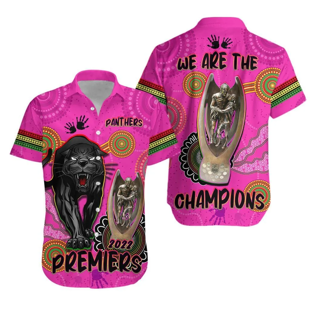Panthers Hawaiian Shirt Aboriginal Premiers 2022 We Are The Champions With Trophy Lt13_0