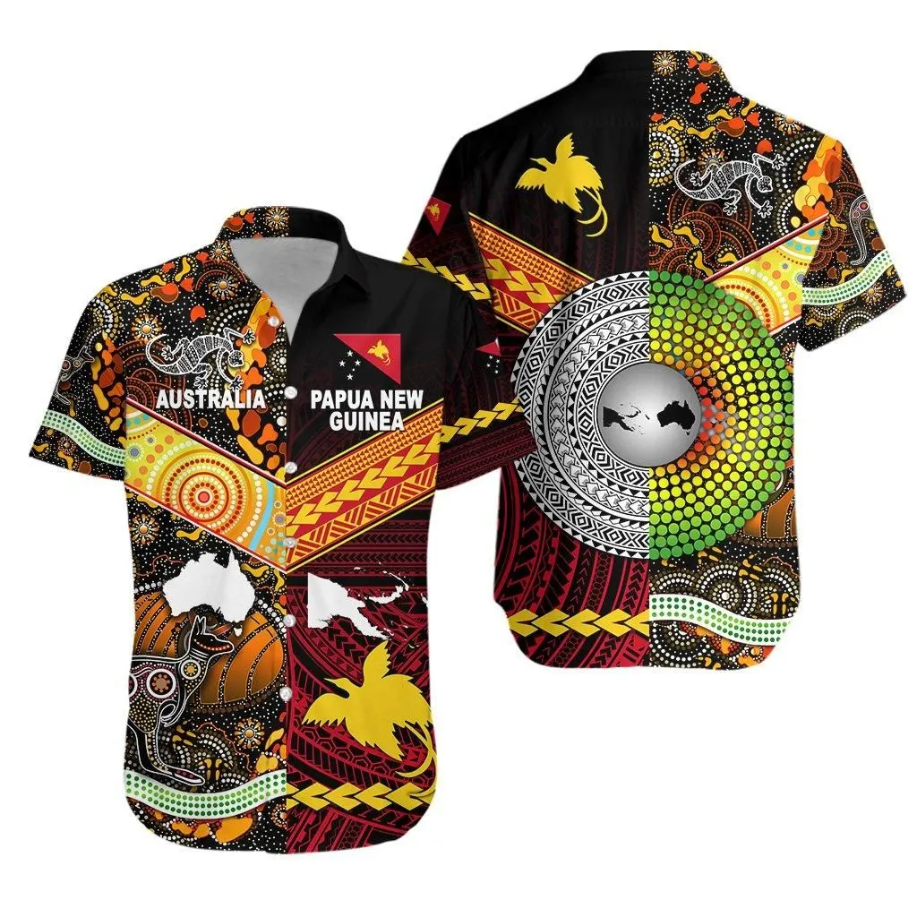 Papua New Guinea And Australia Aboriginal Hawaiian Shirt Together Lt8_1