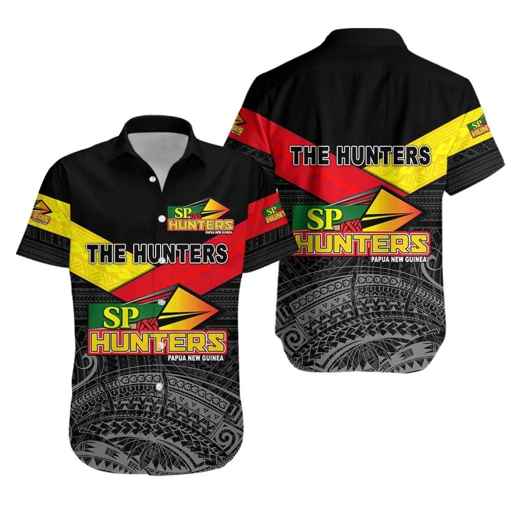 Papua New Guinea Sp Hunters Hawaiian Shirt Rugby Original Style Black Lt8_1