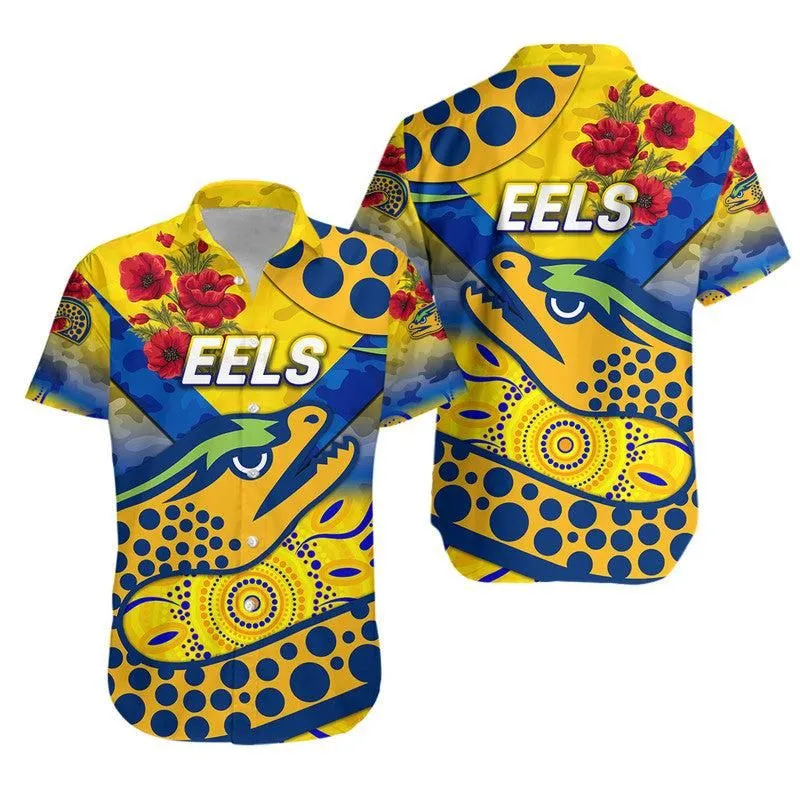Parramatta Eels Anzac 2022 Hawaiian Shirt Indigenous Vibes   Gold Lt8_1