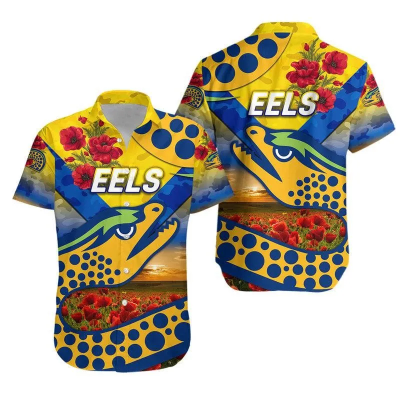 Parramatta Eels Anzac 2022 Hawaiian Shirt Poppy Flowers Vibes   Gold Lt8_1