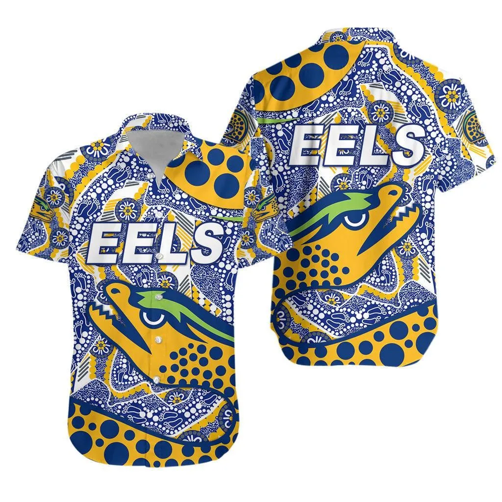 Parramatta Eels Hawaiian Shirt 2021 Indigenous Simple Style   Blue Lt8_1