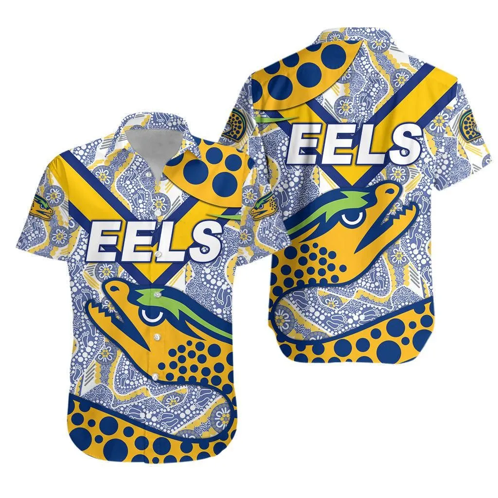 Parramatta Eels Hawaiian Shirt 2021 Indigenous Simple Style   White Lt8_1