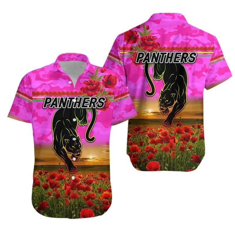 Penrith Panthers Anzac 2022 Hawaiian Shirt Poppy Flowers Vibes   Pink Lt8_1