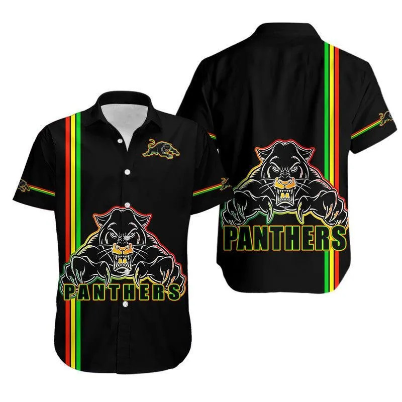 Penrith Panthers Hawaiian Shirt Angry Panther Simple Style Lt9_0