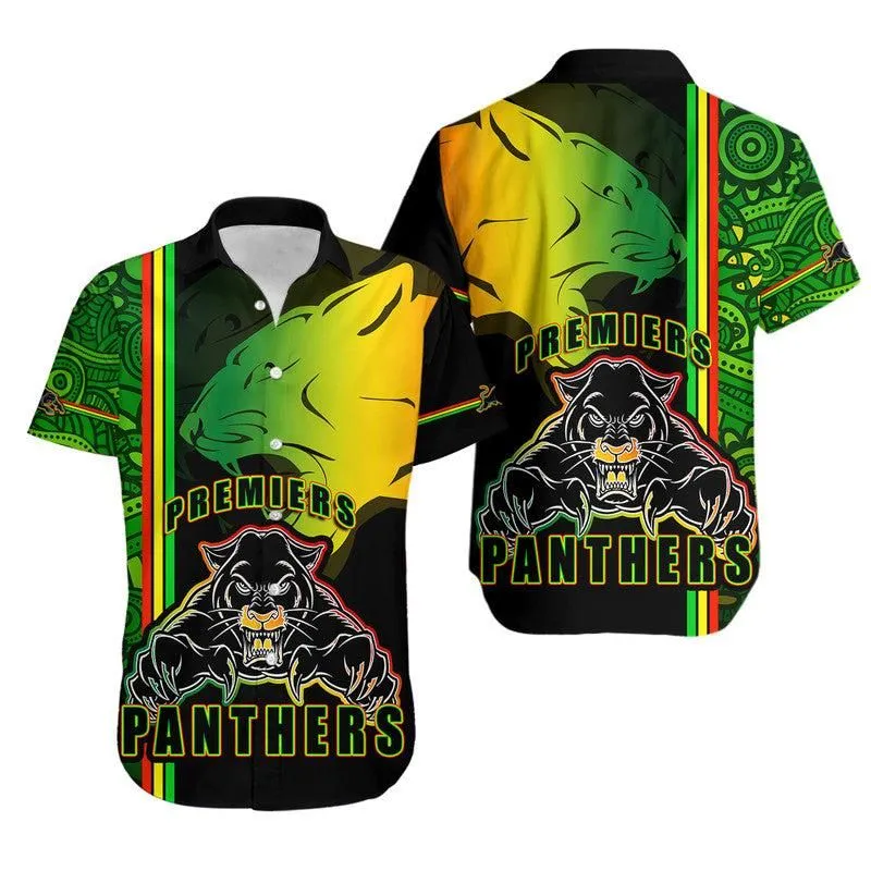 Penrith Panthers Premiers Hawaiian Shirt Angry Panther Indigenous Aboriginal Style Lt9_0