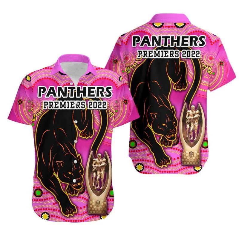 Penrith Panthers Rugby Hawaiian Shirt Pink Crouching Panther Premiers 2022 Lt9_0